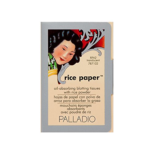 Palladio Rice Paper Tissues, Translucent, Face Blotting Sheets with Natural Rice Powder, 40 Count, Pack of 1