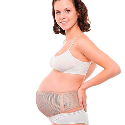 AZMED Maternity Belt, Breathable Pregnancy Back Support, Premium Belly Band, More Than 1.3M Happy Mothers, Lightweight Abdominal Binder, One-Size, Beige