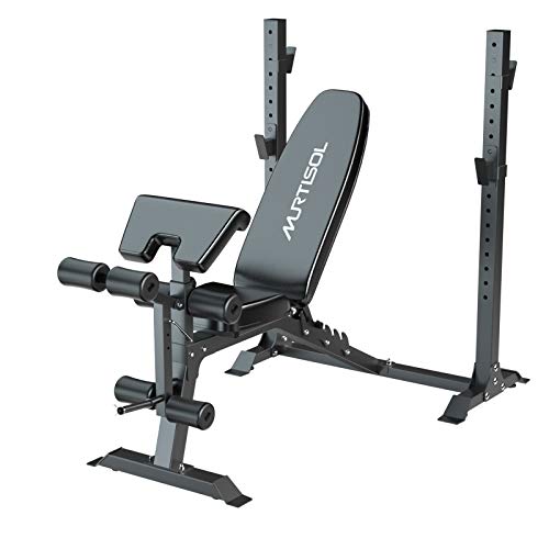 Murtisol Olympic Weight Bench, 5-Level Adjustable for Weight-Lifting&Full-Body Workout, 265lbs Weight Capacity, for Home use Indoor, Black
