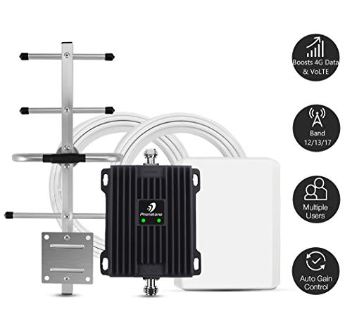 Phonetone Cell Phone Signal Booster for Home and Office Up to 5,000 Sq Ft | Boost 4G LTE Data for Verizon and AT&T | 65dB Dual Band 12/17/13 Cellular Repeater with High Gain Antennas | FCC Approved