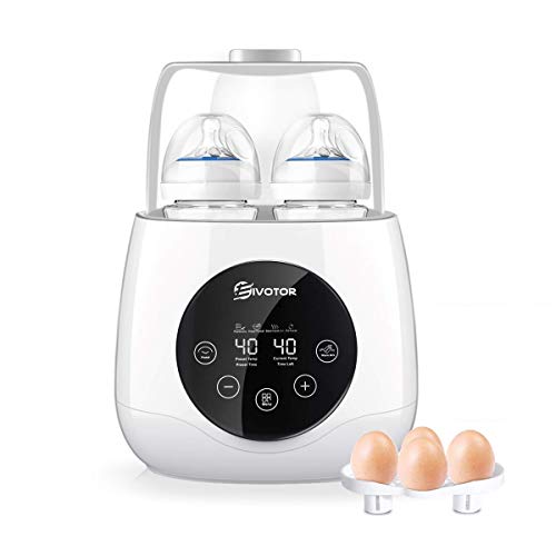 2020New VersionEIVOTOR 6 in 1 Baby Bottle Warmer, Double Bottle Steam Sterilizer Food Heater for Evenly Warm Breast Milk or Formula, LED Panel Control Real-time Display, BPA Free (L)