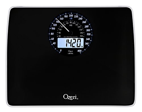 Ozeri Rev Digital Bathroom Scale with Electro-Mechanical Weight Dial, Black