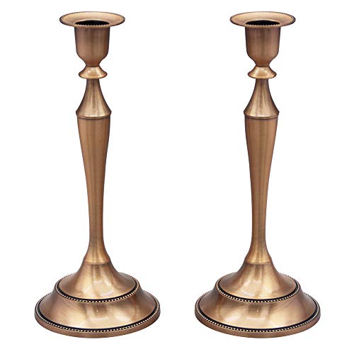 Viscacha Metal Candelabra Candlesticks Holder for Formal Events,Wedding,Church,Holiday Décor,Halloween Taper Candle Holder Stand Centerpiece Elegant Decoration Piece for Table,Set of 2,Copper