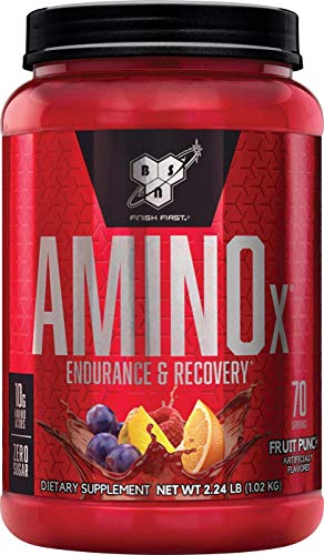 BSN Amino X Muscle Recovery & Endurance Powder with BCAAs, 10 Grams of Amino Acids, Keto Friendly, Caffeine Free, Flavor: Fruit Punch, 70 servings (Packaging may vary)