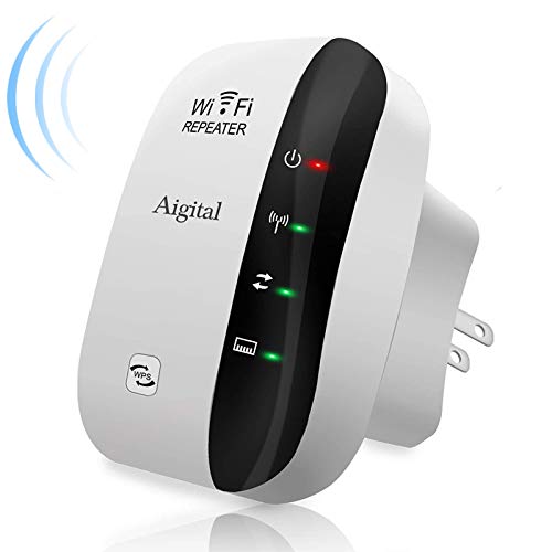 Aigital WiFi Extender Long Range Wi-Fi Repeater Wireless Access Point Signal Booster, 2020 New Program for Easy Setup and Stable Connection, 300Mbps 2.4GHz