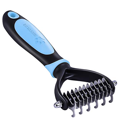 MIU COLOR Pet Grooming Brush, 2 Sided Professional Dematting Comb Grooming Undercoat Rake, Effective Removing Knots for Cats, Dogs