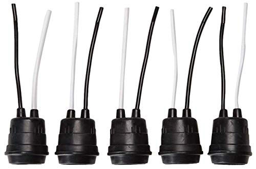 Longdex 12pcs Lamp Base Waterproof Black Pigtail Lamp Holder Socket 250V 6A