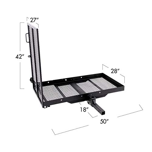 New Mobility Hitch Mounted Carrier For Wheelchair Electric Scooter Medical Disability With Rack Ramp - 400 lbs