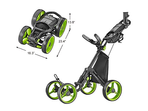 CaddyTek 4 Wheel Golf Push Cart - Compact, Lightweight, Close Folding Push Pull Caddy Cart Trolley - Explorer V8