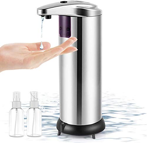 Soap Dispenser, Touchless Automatic Soap Dispenser, Upgraded Waterproof Base Infrared Motion Sensor Stainless Steel Dish Liquid Hands-Free Auto Hand Soap Dispenser(Stainless Steel) (Light silver)