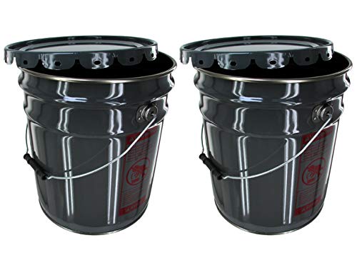 Set of Two 5 Gallon Steel Pails with Gasketed Crimp-on Lid, 12' x 13.5'