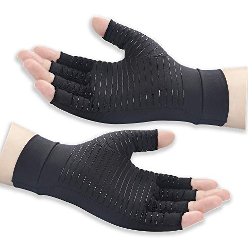 Copper Arthritis Gloves for Women and Men - High Copper Content Compression Gloves for Pain Relief of Swelling,Hand Pain, tendinitis and Arthritis(Black, Large)