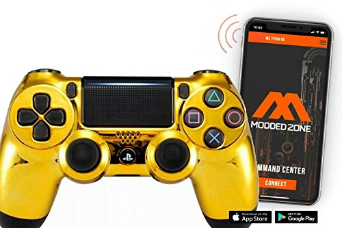 Smart Chrome Gold Face PS4 PRO Modded Controller for Rapid Fire FPS MOD Pack Custom Modded Controller for All Major Shooter Games Warzone & More (CUH-ZCT2U)