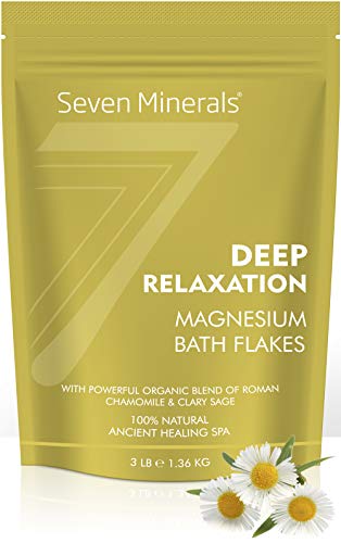 Deep Relaxation Magnesium Chloride Flakes 3lb – Absorbs Better Than Epsom Salt - Unique Full Bath Soak Formula for Stress, Anxiety and Relaxing - with USDA Organic Roman Chamomile & Clary Sage
