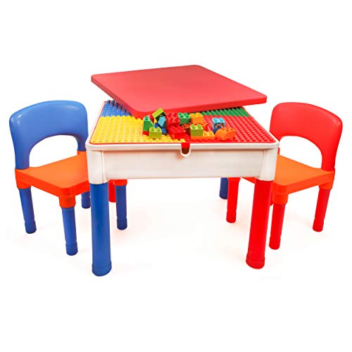 Smart Builder 3 in 1 Activity Table and Chair Set - Craft, Activities, Construction and Building Blocks Compatible Table with Storage Area