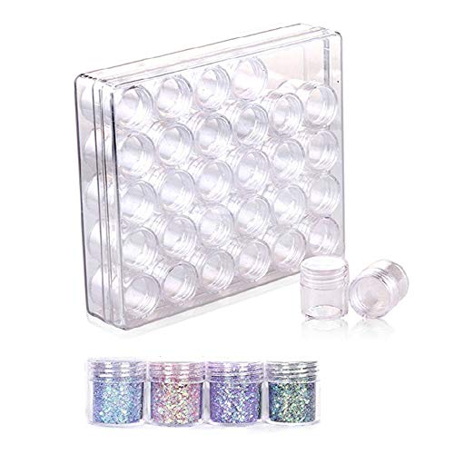 Embroidery Diamond Storage Box,30 Pcs Small Clear Plastic Bead Containers with Lids,Suitable for Jewelry DIY Art Craft Rhinestones Sewing and Other Craft Small Item