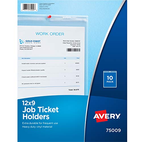 Avery Job Ticket Holders, Heavy Gauge Vinyl, 9 x 12 Inches, 10 per Pack (75009),Clear