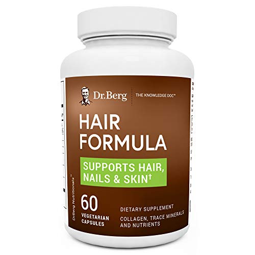 Dr. Berg’s Hair Formula Supplement Due to Normal Aging Supports Healthy Nails & Skin - DHT Blocker with Biotin, Collagen Type I&II, Trace Minerals, Whole Food Vitamin C and Bs for Women and Men
