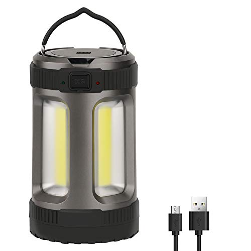 LED Camping Lantern, 2000LM Rechargeable Battery Powered Camping Lights 5 Light Modes Bright COB Lantern Outdoor Portable Lanterns Suitable for Emergency Camping Hiking and Car-repairing