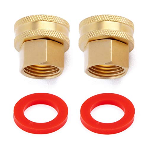 Litorange (2 Pack Industrial Metal Brass Garden Hose Threaded 3/4 to 1/2 NPT Fitting Connect, Green Thumb Quick Swivel Connector Adapter,Double Female Thread Size 3/4' x 1/2' NPT Pipe