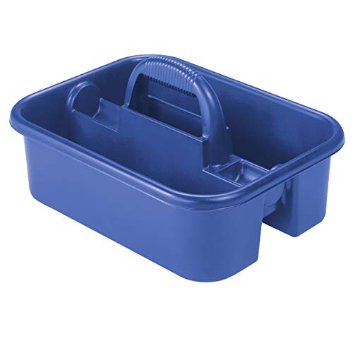 Akro-Mils 09185 Plastic Tote Tool & Supply Cleaning Caddy with Handle, (18-3/8-Inch x 13-7/8-Inch x 9-Inch), Blue (09185BLUE)