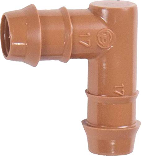 (20-Pack) Drip Irrigation Brown Barbed Elbow 90 Degree Fittings - Fits 1/2” Inch, 17mm .600” ID Drip Tubing - Made In The USA (Elbow 20 Pack)