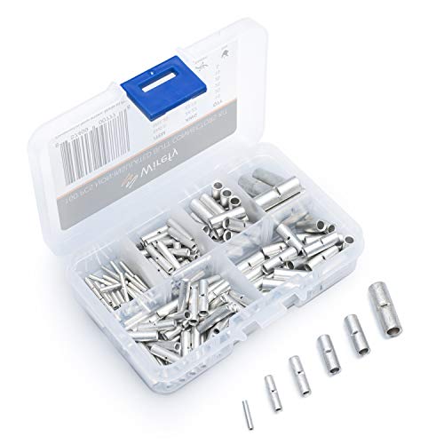 Wirefy 100 PCS Non Insulated Butt Connectors Kit - Butt Splice Wire Connectors - Electrical Crimp Terminals - 24-8 AWG