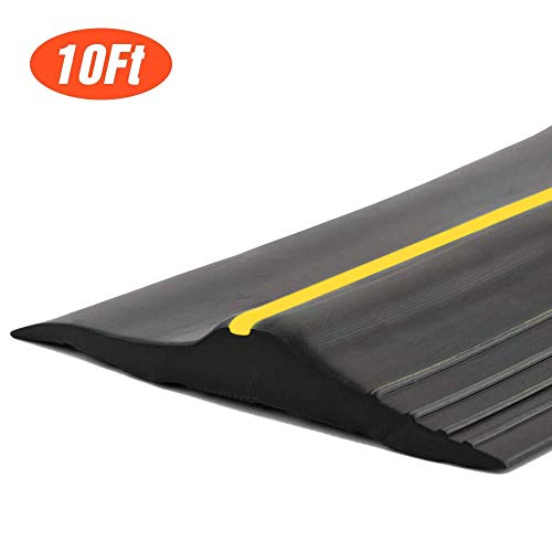 10Ft/3M Universal Garage Door Rubber Threshold Strip, Weatherproof Seal Strip DIY Weather Stripping Replacement, Not Include Adhesive/Sealant (Black)