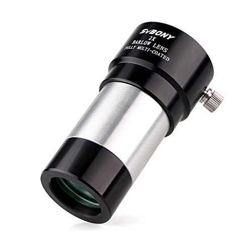SVBONY 1.25 inches 2X Barlow Lens Doubles The Magnification Multi Coated Broadband Green Film with M42 Thread for Standard Telescope Eyepiece