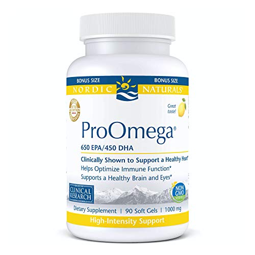 Nordic Naturals ProOmega, Lemon Flavor - 1280 mg Omega-3-90 Soft Gels - High-Potency Fish Oil with EPA & DHA - Promotes Brain, Eye, Heart, Immune Health - Non-GMO - 45 Servings