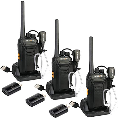 Retevis RT27 Walkie Talkies Adults Long Range Rechargeable Two Way Radio USB 1100 mAh 22 CH Scan VOX 2 Way Radio with Earpiece Covert(3 Pack)