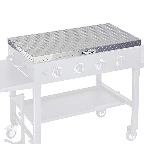 Griddle Cover 36 Inch Works for Blackstone Grill 36in Flat Top Gas Cooking Station Hard Cover Lid with Waterproof Aluminum Diamond Plate Stainless Steel Handle for Outdoor 36inch BBQ Hood Accessories