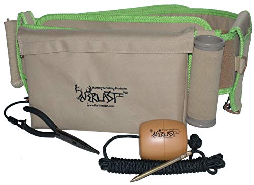 ForEverlast G2 Wading Belt Gear Kit, Universal Fishing Belt for Men & Women, Wade Belt for Fishing Includes Fishing Stringer, Pliers, Fishing Rod Holder, Drink Holder, Tan with Green Trim