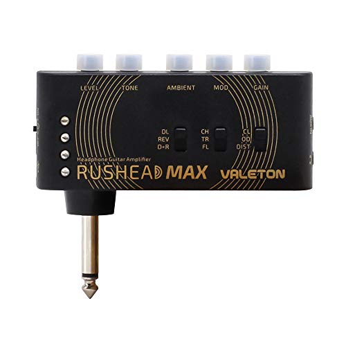 Valeton Rushead Max USB Chargable Portable Pocket Guitar Bass Headphone Amp Carry-On Bedroom Plug-In Multi-Effects
