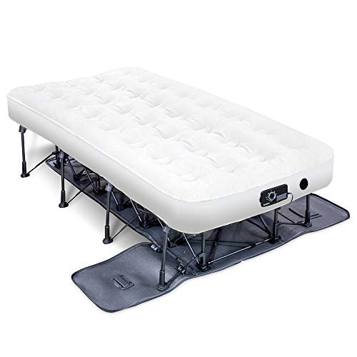 Ivation EZ-Bed (Twin) Air Mattress with Frame & Rolling Case, Self Inflatable, Blow Up Bed Auto Shut-Off, Comfortable Surface AirBed, Best for Guest, Travel, Vacation, Camping