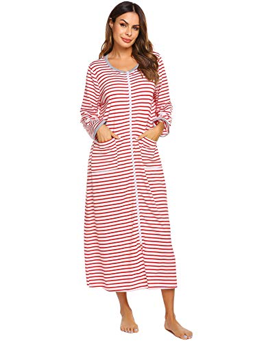 Ekouaer Robe, Long Coverup in Soft Lightweight Fabric and Full Zipper Front