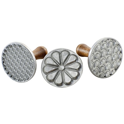 Nordic Ware Heirloom Cookie Stamps, Silver with Natural Hardwood Handles
