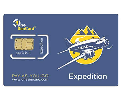 OneSimCard Expedition International SIM Card for Travel in 200+ Countries with $5 Credit – Data from $0.01 per MB. Compatible with All Unlocked GSM Devices & Phones