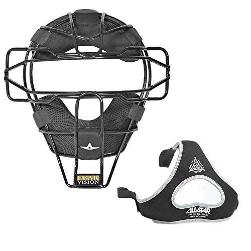 All Star Sports Traditional Baseball Catcher Face Mask with Luc Pads, Black
