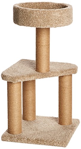 AmazonBasics Medium Cat Condo Activity Tree Tower with Scratching Post Toy - 16 x 16 x 31 Inches