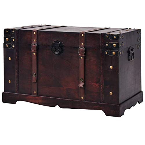 vidaXL Wooden Treasure Chest 26' Vintage Antique Storage Trunk Organizer Box