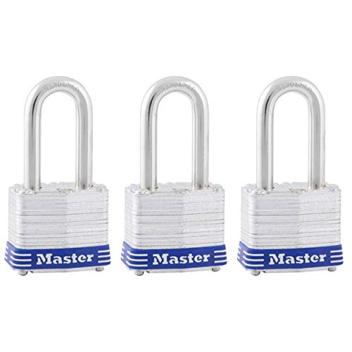 Master Lock 3TRILF Laminated Steel Padlock with Key, 3 Pack, 3 Count