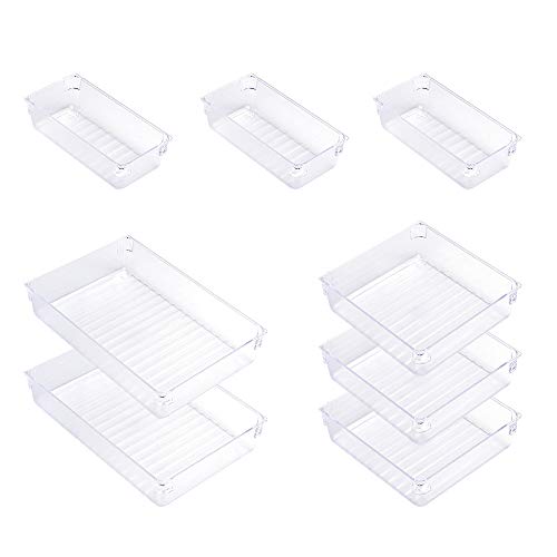 Modern Clear Plastic Drawer Trays Desk Organizer Makeup Drawer Dividers For Office Kitchen Bedroom Bathroom Storage