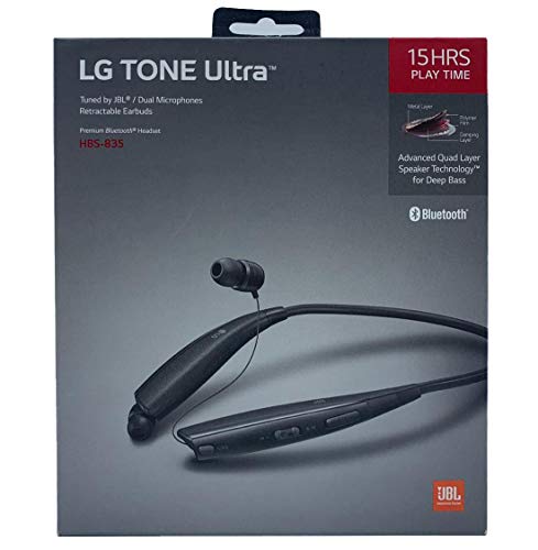 LG Tone Ultra HBS-835 Bluetooth Stereo Headset - Wireless with JBL Signature Sound (Black)