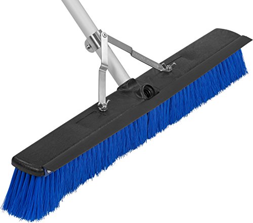 Carlisle 3621962414 Sweep Complete Aluminum Handle Floor Sweep with Squeegee, Plastic Bristles, 24' Length, 3' Bristle Trim, Blue