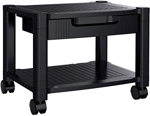 Printer Stand - Under Desk Printer Stand with Cable Management & Storage Drawers, Height Adjustable Printer Desk with 4 Wheels & Lock Mechanism for Mini 3D Printer by HUANUO