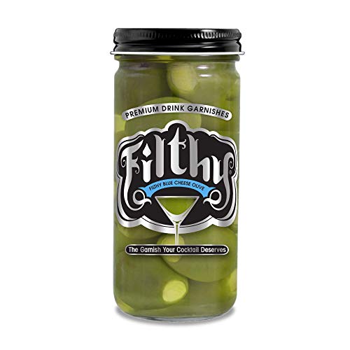 Filthy Food Filthy Blue Cheese Stuffed Olive Case - Premium Martini Garnish - Made in the USA, Non-GMO & Gluten Free - 8oz, 1 Count