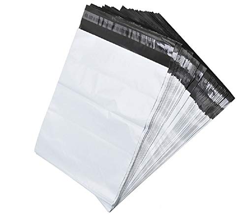 100 White Poly Mailer Shipping Bag Envelopes Self Adhesive Mailing Envelopes, Flexible Secure Packaging for Shipping Supplies, Water Proof, Tear Resistant 100 Pack Postal Bags (12 x 15.5 Inches)