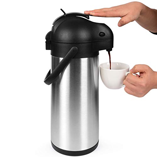 Cresimo 101 Oz (3L) Airpot Thermal Coffee Carafe and Coffee Server/Lever Action/Stainless Steel Insulated Flask / 12 Hour Heat Retention / 24 Hour Cold Retention (Airpot)