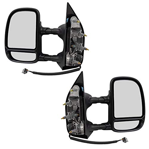 Brock Replacement Driver and Passenger Power Tow Side Mirrors Telescopic Dual Arms Double Swing Compatible with 02-08 E-Series Van 7C2Z17683CA 7C2Z17682CA
